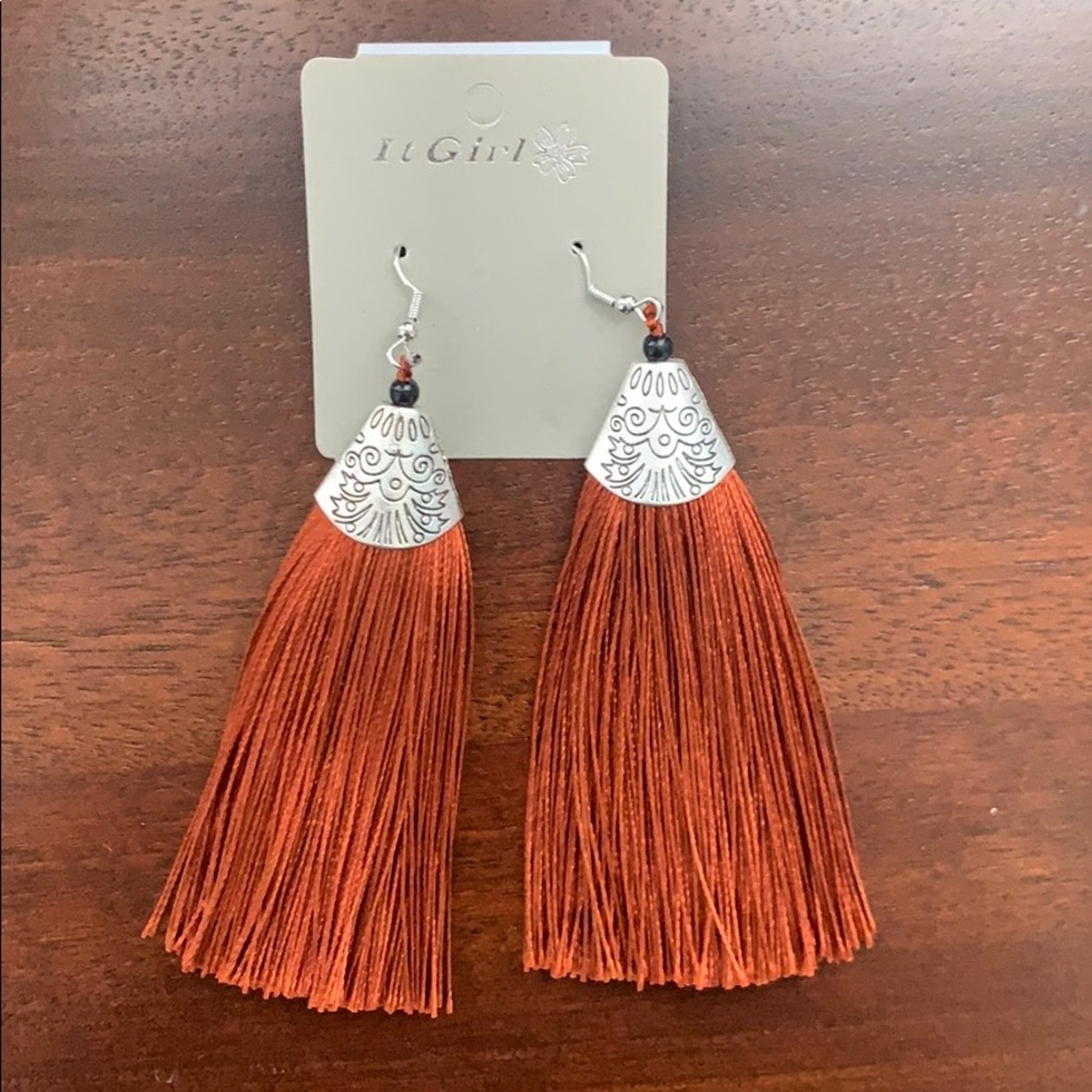 Burnt Orange Tassel Earrings🧡